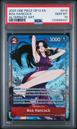 2025 ONE PIECE OP12 014 LEGACY OF THE MASTER BOA HANCOCK ALT ART PSA 10 GEM MINT - Image 1