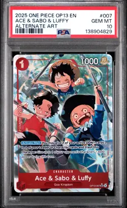 2025 ONE PIECE OP13 007 CARRYING ON HIS WILL ACE & SABO & LUFFY ALT ART PSA 10 - Image 1