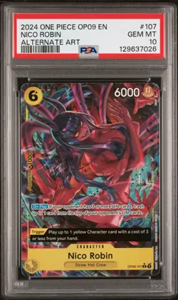 2024 ONE PIECE OP09-EMPERORS IN THE NEW WORLD 107 NICO ROBIN ALT ART ENG PSA 10 - Image 1