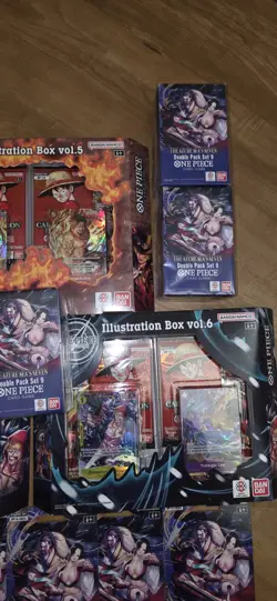 One Piece TCG Lot Illustration Box 5 & 6 Plus OP-5 Double Pack And 5 Sleeves - Image 3