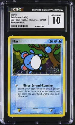 CGC 10 Marill EX Team Rocket Returns 68/109 Reverse Holo Stamped Pokemon Card - Image 1