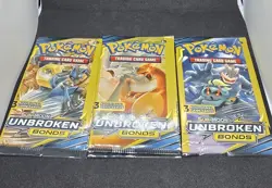 Pokemon Sun & Moon Unbroken Bonds Packs x3 3 card Lucario Charizard Machamp - Image 1