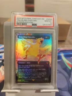 Final Fantasy MTG Traveling Chocobo Borderless Foil PSA 10 Gem Mint - Image 1