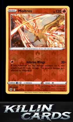 Reverse Holofoil Moltres 021/172 Pokemon Holo Rare SWSH09: Brilliant Stars Card - Image 1