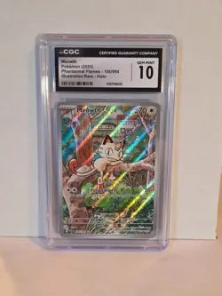 2025 Pokemon Phantasmal Flames Meowth 106/094 Illustration Rare CGC Gem Mint 10 - Image 1