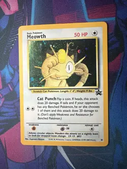 Pokemon TCG Meowth Black Star Promos Holo 10 LP BEAUTIFUL SWIRL - Image 1