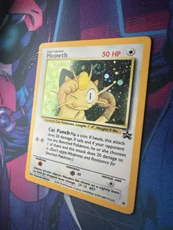 Pokemon TCG Meowth Black Star Promos Holo 10 LP BEAUTIFUL SWIRL - Image 2