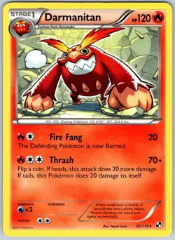 Darmanitan 25/114 Rare Black & White Pokemon Near Mint - Image 1
