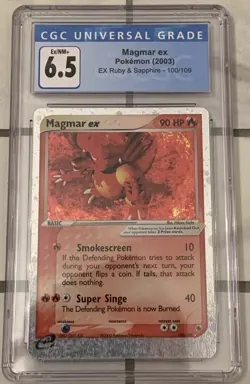 CGC 6.5 EX/NM+ Pokemon Magmar EX Ruby & Sapphire 2003 Holo 100/109 - Image 1