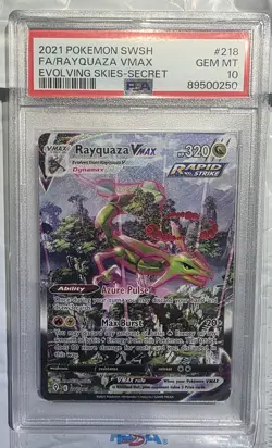 2021 POKEMON SWORD & SHIELD EVOLVING SKIES SECRET FULL ART RAYQUAZA VMAX PSA 10 - Image 1