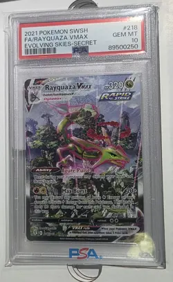 2021 POKEMON SWORD & SHIELD EVOLVING SKIES SECRET FULL ART RAYQUAZA VMAX PSA 10 - Image 5
