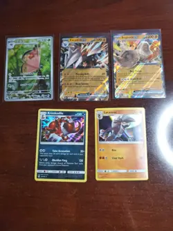 Pokemon 5 Card Lot Holos EX, V And Rare Cards , Great Value Set Building Lot26 - Image 1