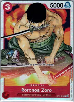 Roronoa Zoro ST01-013 English Super Pre-Release One Piece Card - NM - Image 1