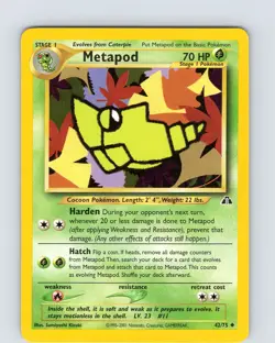 Pokemon TCG Metapod Neo Discovery 42/75 Unlimited Common Card WOTC LP-NM - Image 1