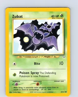 Pokemon TCG Zubat Neo Revelation 59/64 Unlimited Common Card WOTC Played HP - Image 1