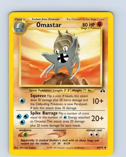 Pokemon TCG Omastar Neo Discovery 43/75 Unlimited Uncommon Card WOTC Played LP - Image 1