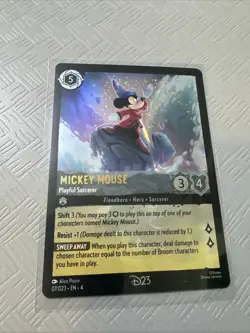 D23 Expo 2024 Disney Lorcana Mickey Mouse Playful Sorcerer Promo Card - Image 1
