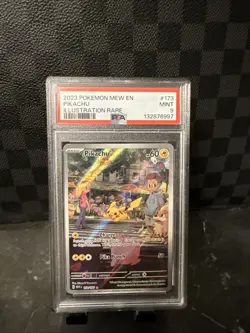 Pokemon Mew 173/165 Pikachu Illustration SV 151 PSA 9 Mint Full Art Card - Image 1