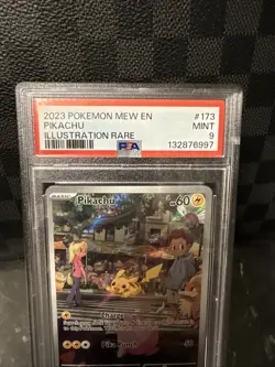 Pokemon Mew 173/165 Pikachu Illustration SV 151 PSA 9 Mint Full Art Card - Image 2