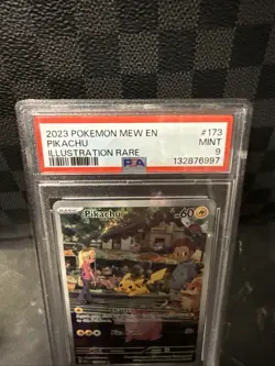 Pokemon Mew 173/165 Pikachu Illustration SV 151 PSA 9 Mint Full Art Card - Image 3