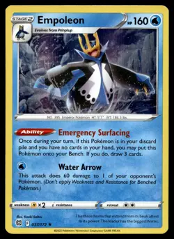 Empoleon 37/172 Pokemon Card Brilliant Stars Rare Holo 160 HP Near Mint H45 - Image 1