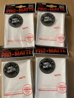 Ultra-PRO Non-Glare PRO-MATTE Deck Protector Card Sleeves 50 ct x4 WHITE - 200ct - Image 1