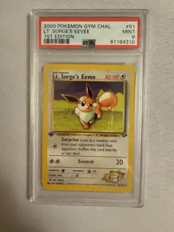 2000 Pokemon 1st Edition Lt. Surge’s Eevee Gym Challenge 51/132 PSA 9 Mint! WOTC - Image 1