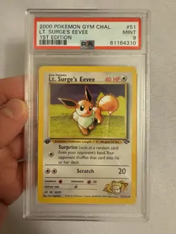 2000 Pokemon 1st Edition Lt. Surge’s Eevee Gym Challenge 51/132 PSA 9 Mint! WOTC - Image 2