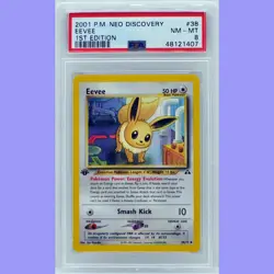 Pokemon 1st Edition Eevee 38/75 Neo Discovery PSA 8 NM/Mint - Image 1