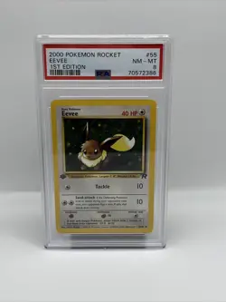 2000 Pokemon Rocket 1st Edition #55 Eevee Graded PSA 8 NM - MT - Image 1