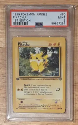 JUNGLE PIKACHU, 1ST EDITION, PSA 9, 60/64, POKEMON 1999 JUNGLE SET - Image 1