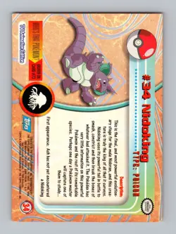 NIdoking #34 - TOPPS Pokemon Nintendo NON HOLO - Image 2