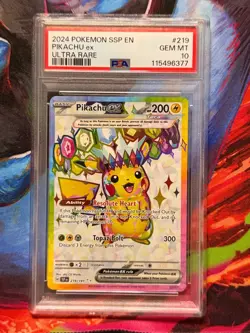 Pikachu EX Ultra Rare Full Art Surging Sparks Pokemon 219/191 PSA 10 Gem Mint - Image 1