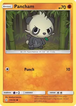 Pokemon TCG Pancham Sun & Moon - Cosmic Eclipse 119/236 Regular Common - Image 1