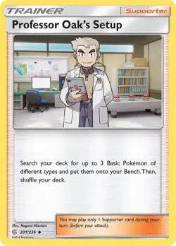 Pokemon TCG Professor Oak's Setup Sun & Moon - Cosmic Eclipse 201/236 Regular... - Image 1