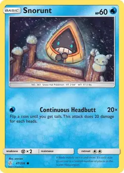 Pokemon TCG Snorunt Sun & Moon - Cosmic Eclipse 47/236 Regular Common - Image 1