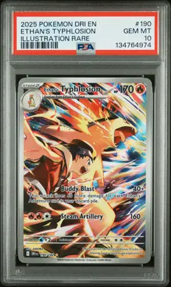 2025 Pokemon PSA Gem Mint 10 Ethans Typhlosion DR Illustration Rare #190 - Image 1