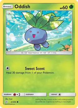 Pokemon TCG Oddish Sun & Moon - Cosmic Eclipse 2/236 Regular Common Near Mint - Image 1