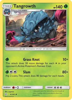 Pokemon TCG Tangrowth Sun & Moon - Cosmic Eclipse 6/236 Regular Uncommon NM - Image 1