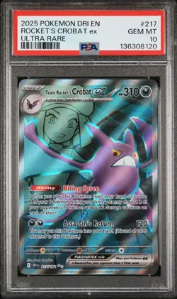 Team Rocket's Crobat EX PSA 10 Ultra Rare Destined Rivals #217 Pokemon - Image 1