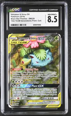 CGC 8.5 Venusaur & Snivy GX 2019 Black Star Promos SM229 Pokemon Card - Image 1