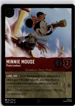 Minnie Mouse Pirate Lookout Promo Lorcana Foil 12/P2 Trading Card TCG Disney - Image 1