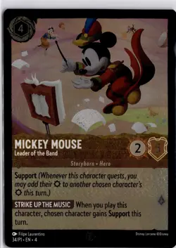 Disney Lorcana Mickey Mouse Leader of the Band Promo Card 34/P1 Trading Card - Image 3