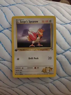 Pokemon Card Gym Heroes 1st Edition Lt. Surge's Spearow 52/132 WOTC NM - Image 3