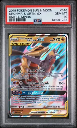 PSA 10 Garchomp & Giratina GX 146/236 Unified Minds Pokemon Card - Image 1