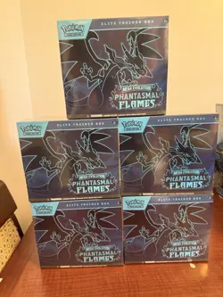 Pokemon Mega Evolution Phantasmal Flames Elite Trainer Box ETB Sealed X5 Boxes - Image 1