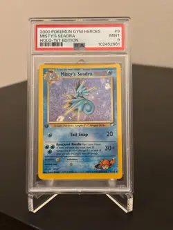 Misty's Seadra 1st Edition Holo 2000 Pokemon Gym Heroes #9 PSA 9 - Image 1