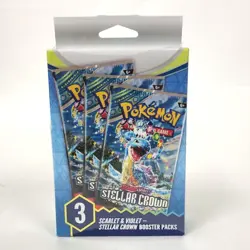 Sealed Pokemon Card Stellar Crown Hanger Pack w/3 Unopened Boosters! - Image 1