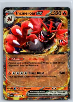 Incineroar ex - Temporal Forces TEF 034/162 Double Rare Pokemon Card NM - Image 1
