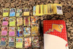 Pokemon Card Collection 255 Cards + Fake Leather Binder 24 Sleeves Holo Bulk - Image 1